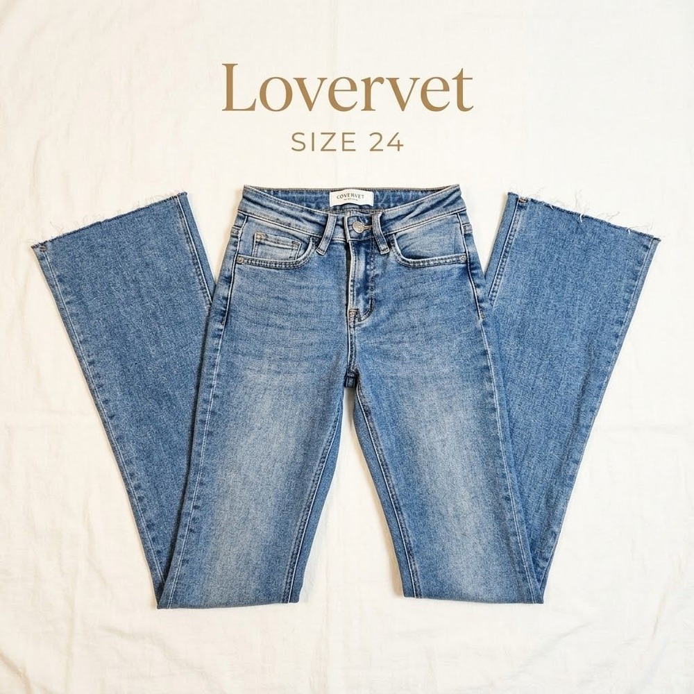 Lovervet by Vervet High Rise Flare Jeans Cotton Blend Womens 24 Blue Boho